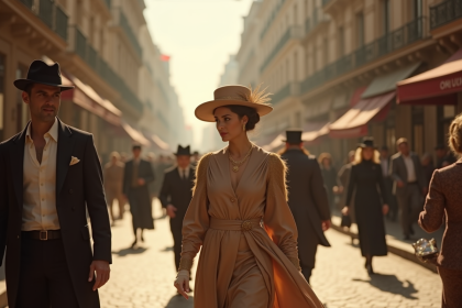 Scène de rue parisienne vintage au début 20e siècle avec mode élégante